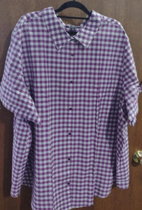 Purple White Checker Button Shirt Top w Bow on Sleeves