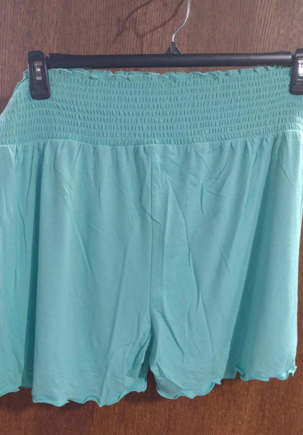 Solid Mint Short Shorts w Smocked Waist