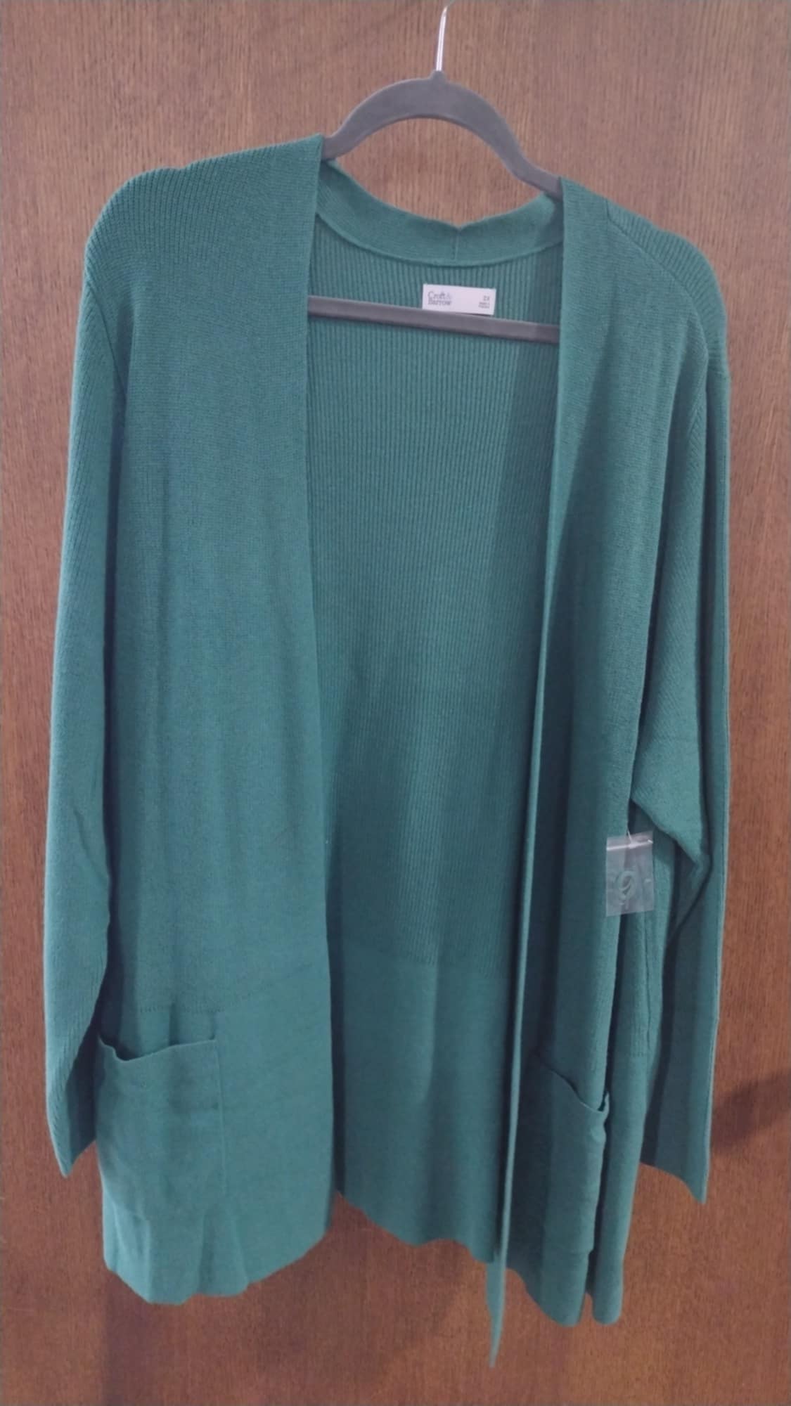 Green Long Sleeve Cardigan with Pockets