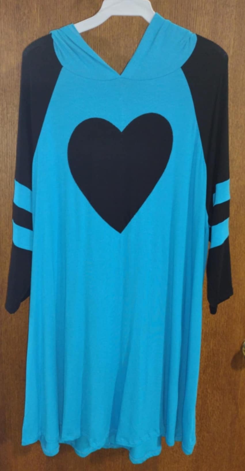 Blue Black Heart Hoodie Hooded Shirt Top