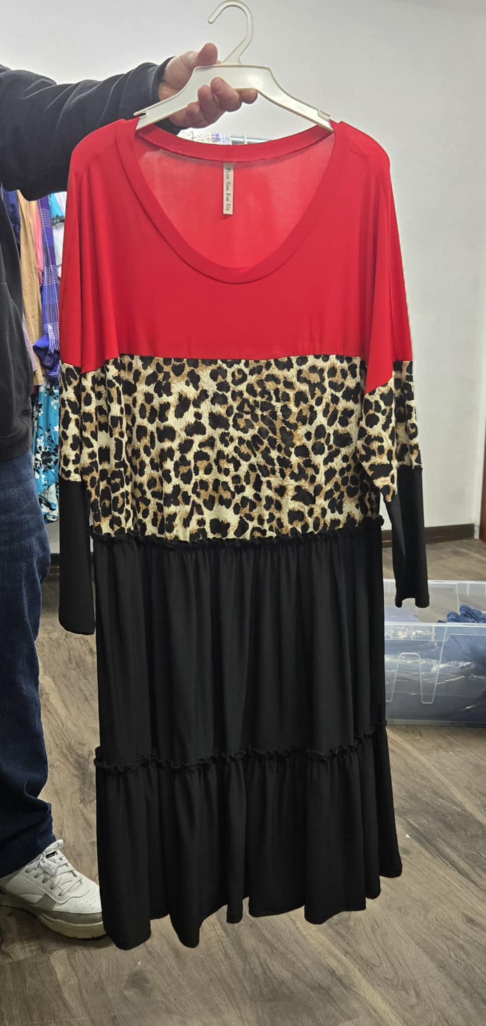 PSFU Red Leopard Black Dress