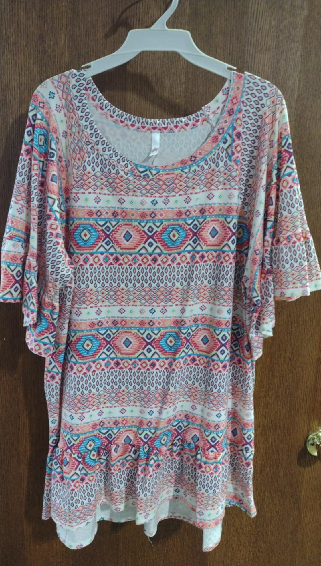 Pink Teal Gorgeous Design Shirt Top