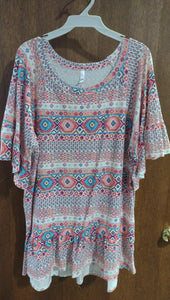 Pink Teal Gorgeous Design Shirt Top