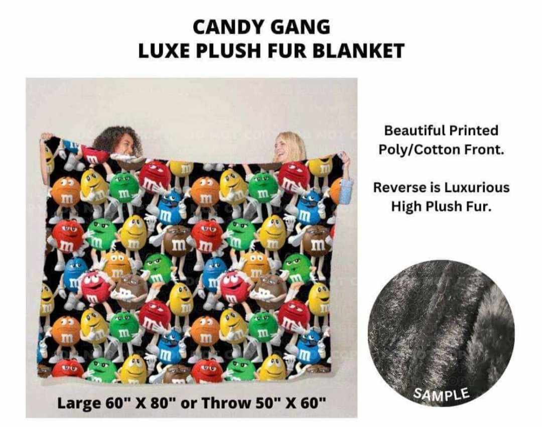 M&M Candy Gang Luxe Plush Fur Minky Back Blanket