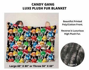 M&M Candy Gang Luxe Plush Fur Minky Back Blanket