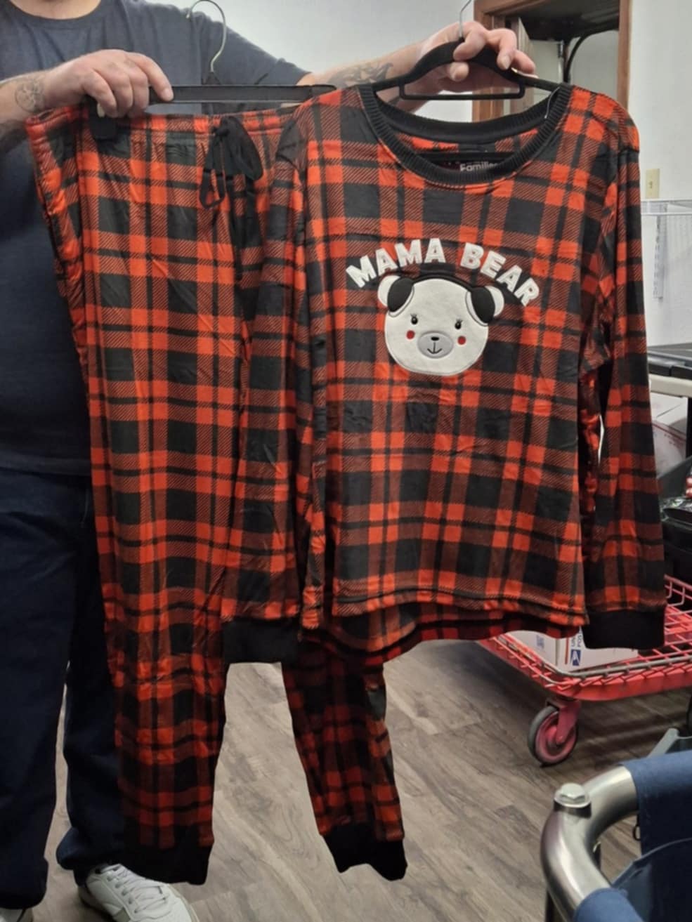 2 Piece Red Plaid Mama Bear Pajamas Pjs