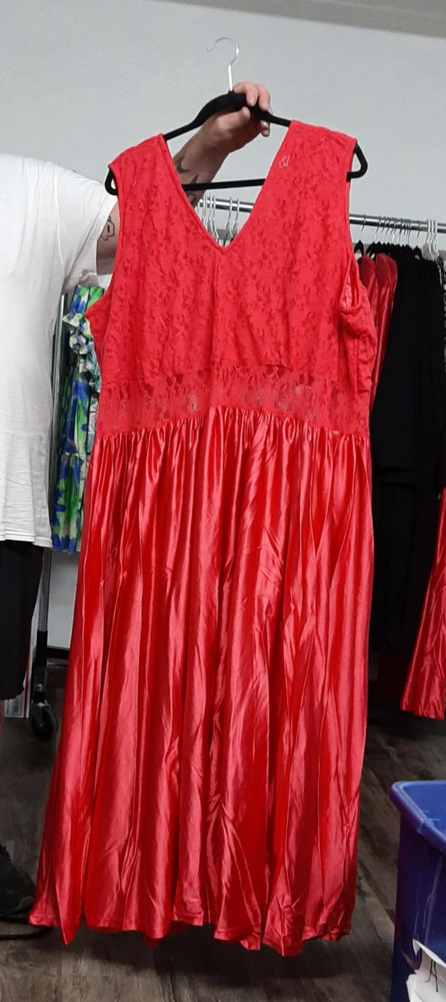 Silky Stretchy Red Lacey Nightgown Gown