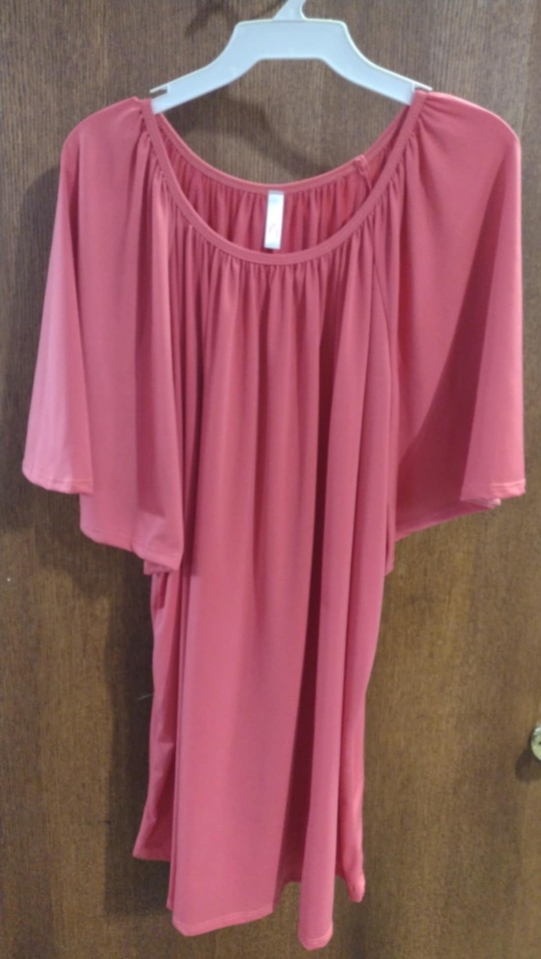 Pink Pleated Neckline Shirt Top