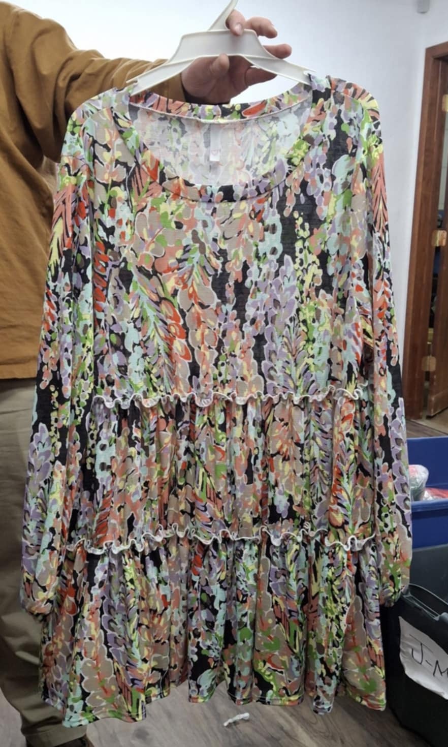 Abstract Floral Gorgeous Colors Tiered Shirt Top Tunic