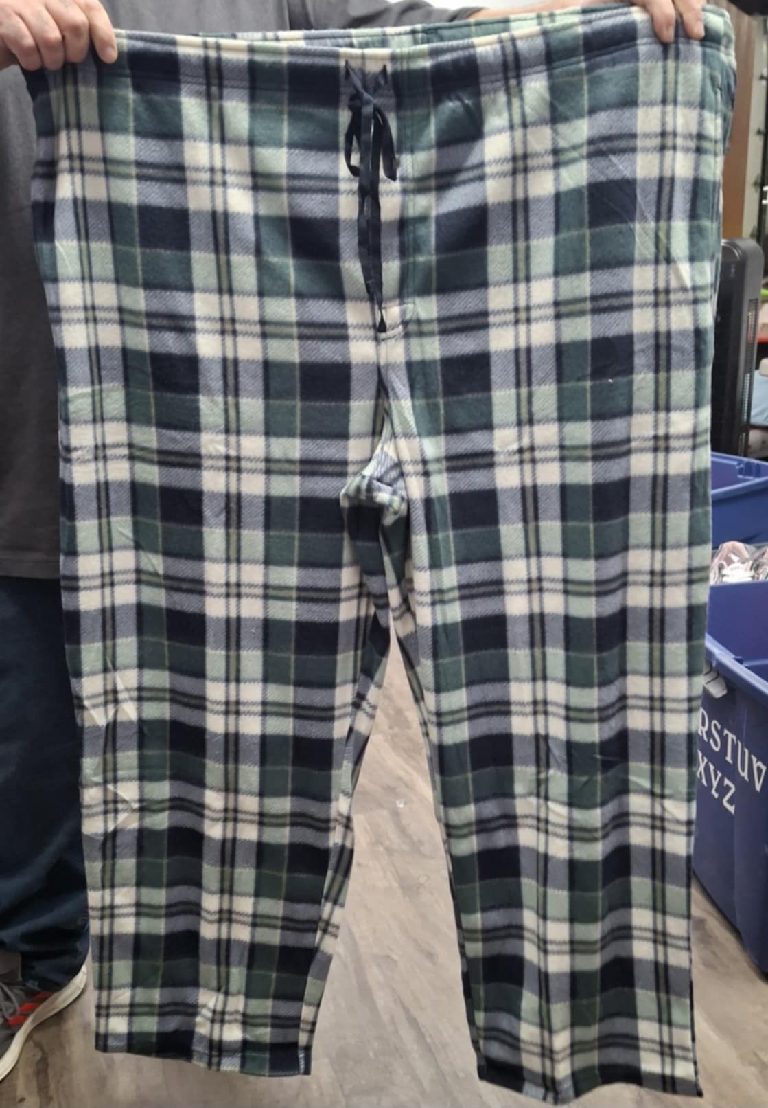 Mens Navy Green White Plaid Pajama Pant Pants