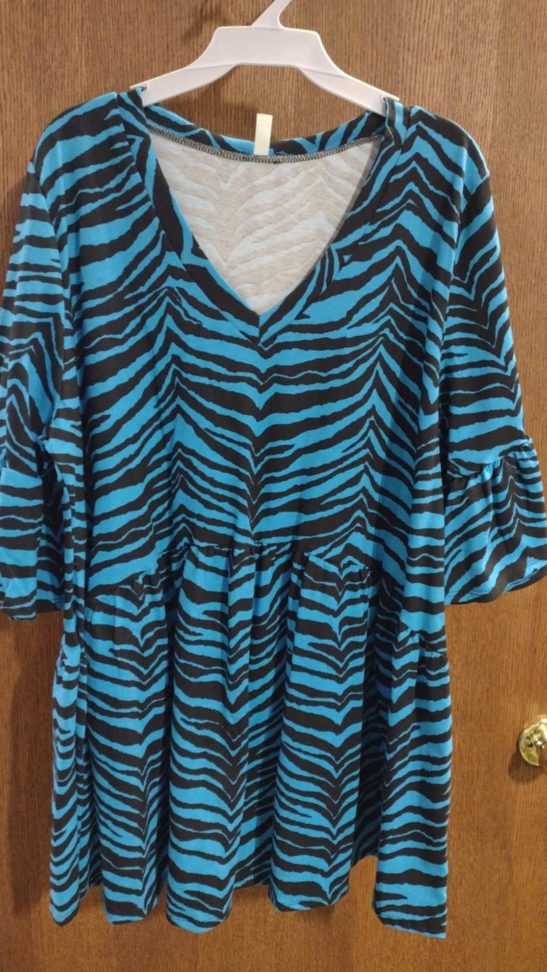 Bright Blue Zebra Shirt Top