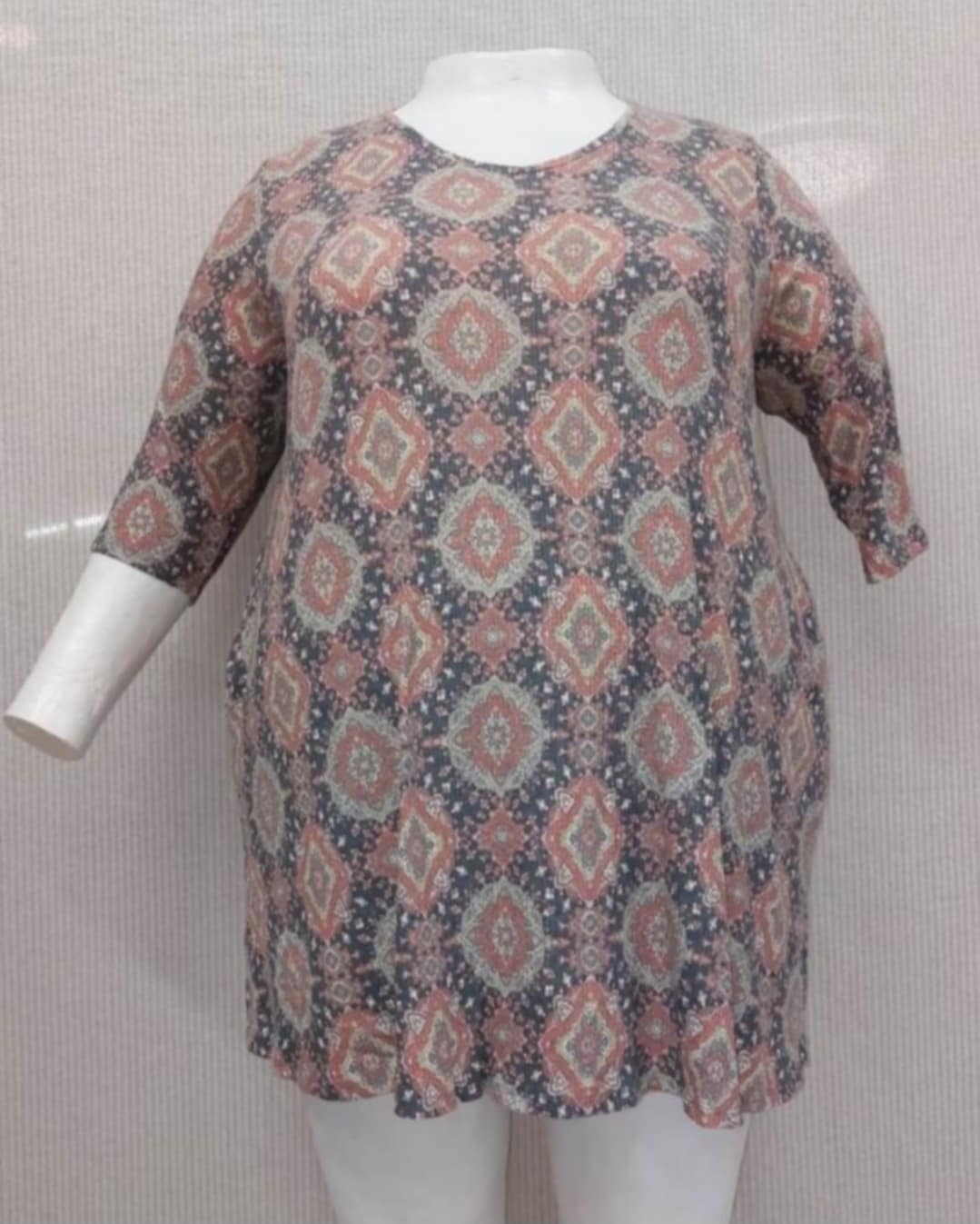 PSFU Medallion Tunic Dress 3/4 Sleeves