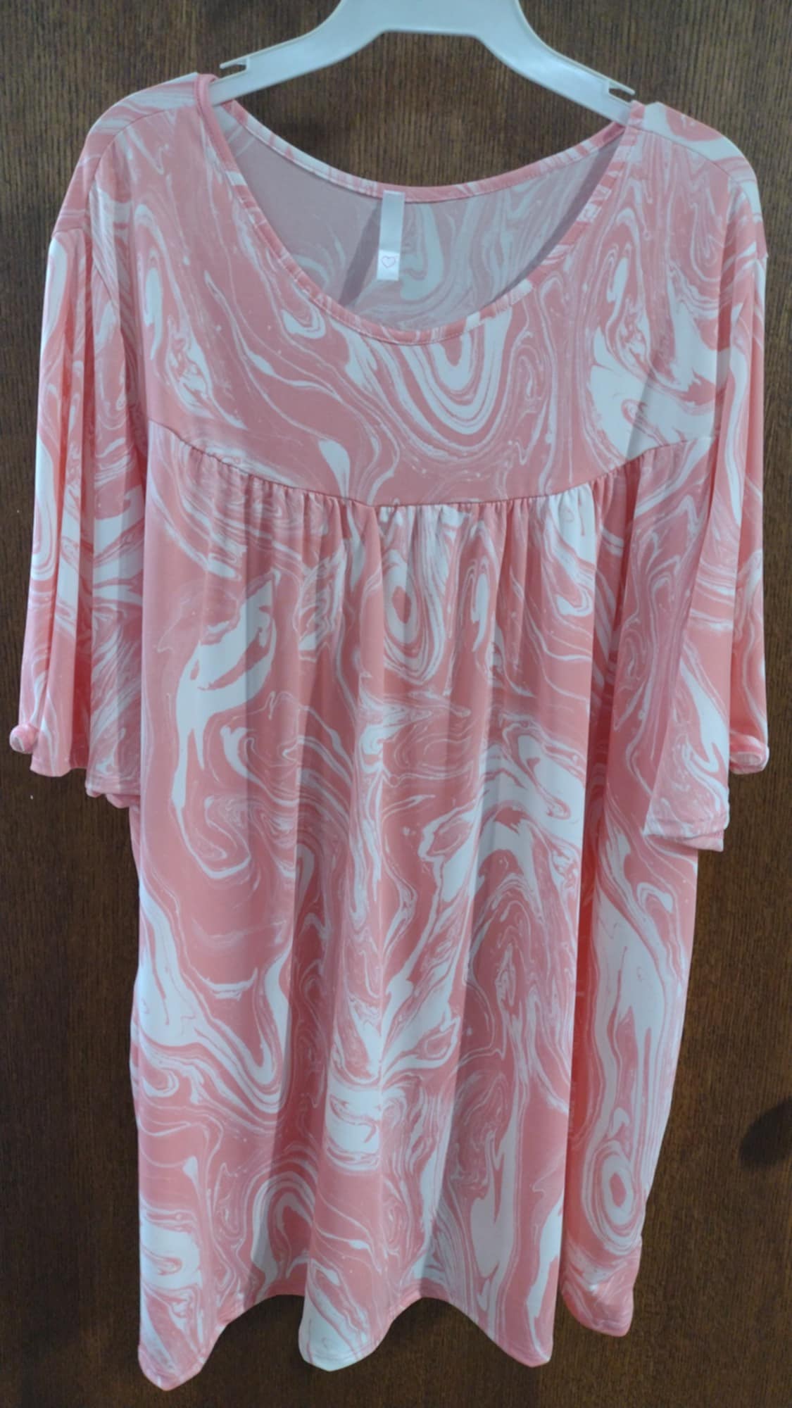 Pink Tie Dye Swirl Shirred Shirt Top