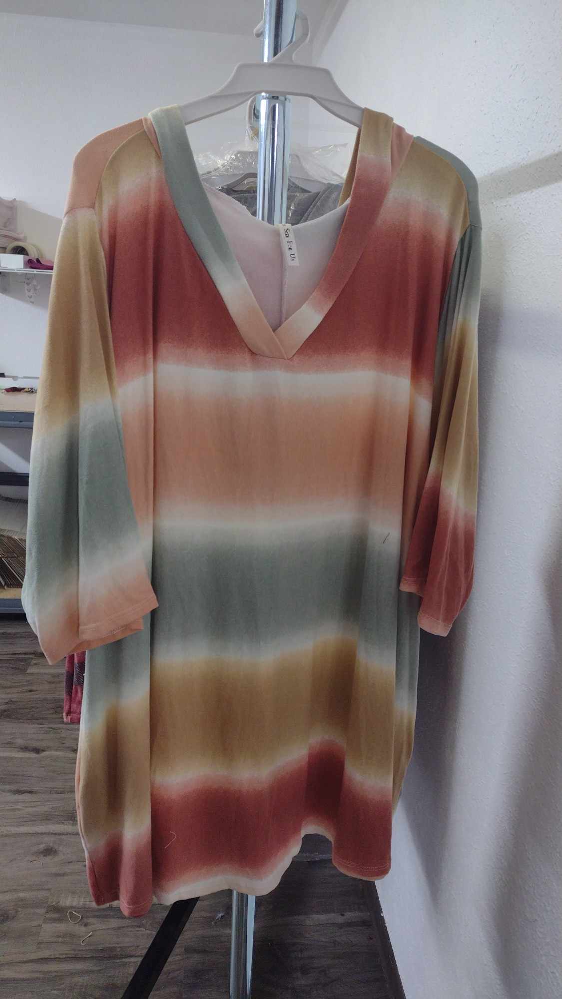 PSFU Burgundy Peach Green Brown Striped Hoodie Hoody