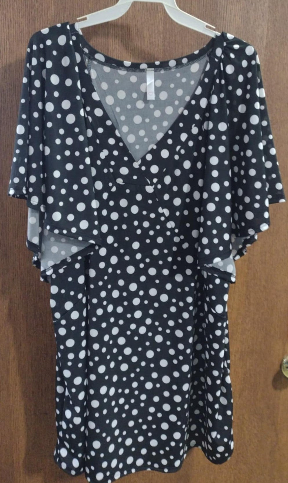 Black & White Polka Dot Shirt Top Wide Sleeves