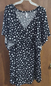 Black & White Polka Dot Shirt Top Wide Sleeves