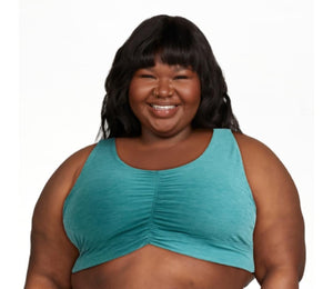 Green Rouched Front Sports Bra