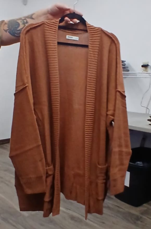 Thick Brown Knit Cardigan w Pockets