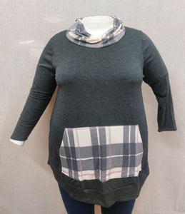PSFU Gray Plaid Hoodie w Kangaroo Pockets