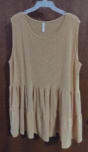 Heathered Golden Yellow Tiered Tank Top Shirt