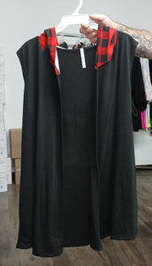 PSFU Black & Red Plaid Hooded Vest