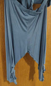 PSFU Dusty Blue Shredded 2 Piece Outfit Tank and Capri Set