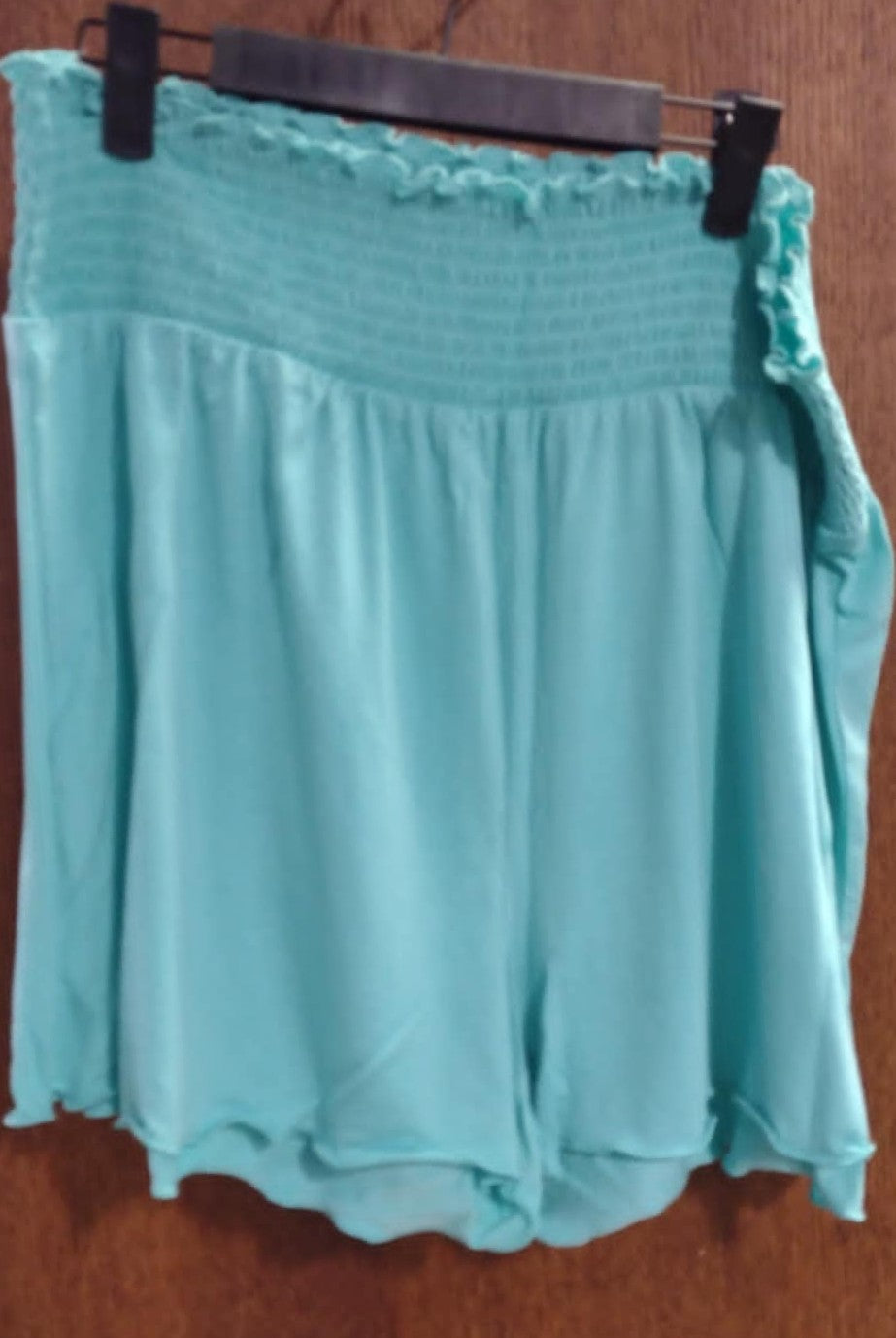 Mint Smocked Waist Short Shorts