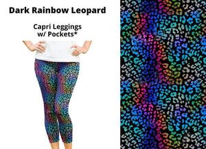 Dark Rainbow Leopard Capris Capri Length w/ Pockets