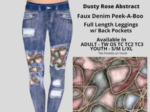 Dusty Rose Abstract Faux Denim Full Length