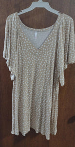 Beige White Spot Dot Shirt Top