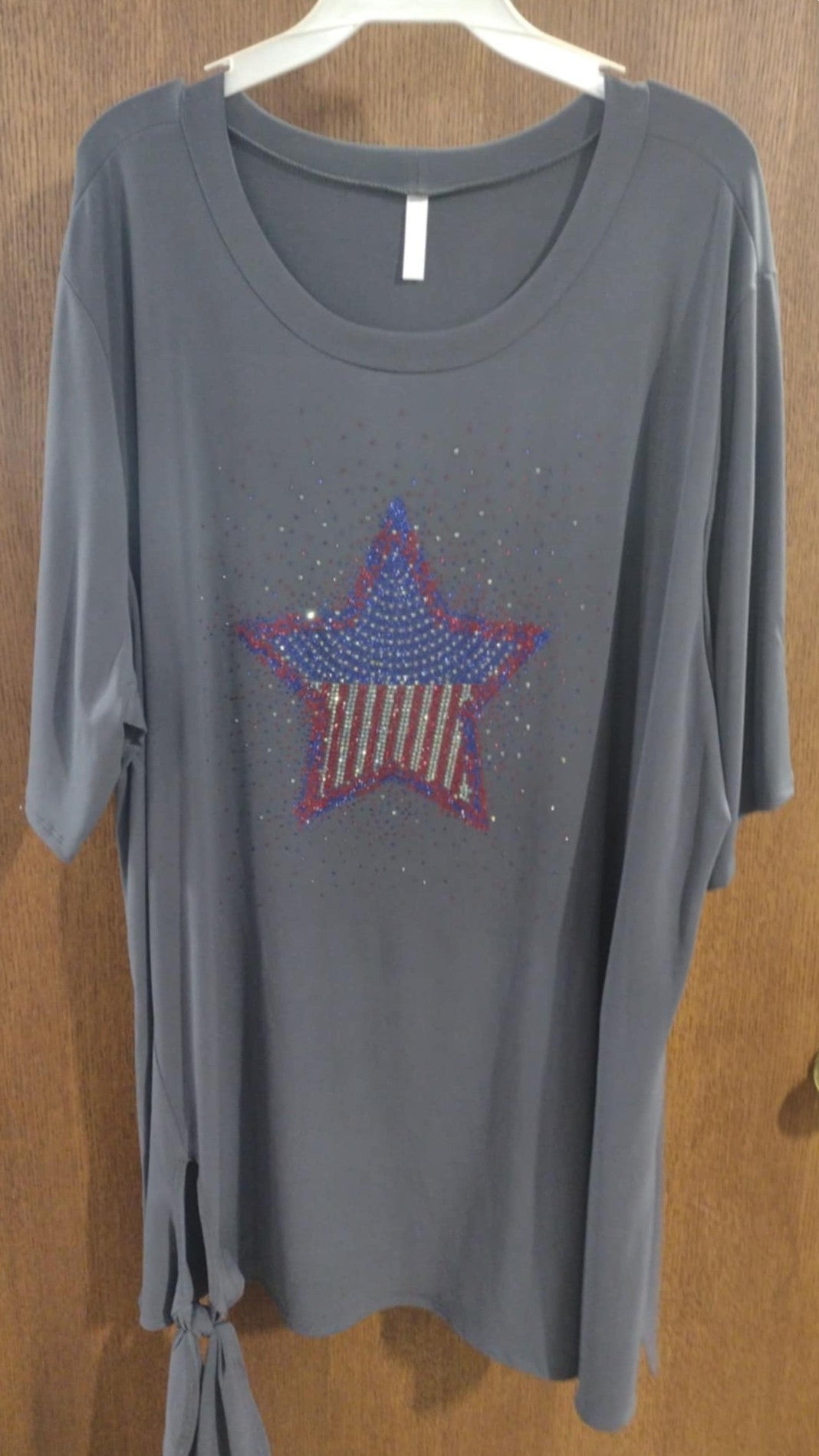 Gray Sequin Shiny Star Shirt Top Tunic