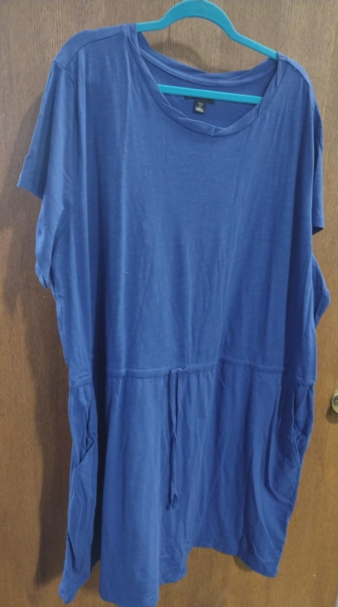 Blue Dress Drawstring Waist and Pockets