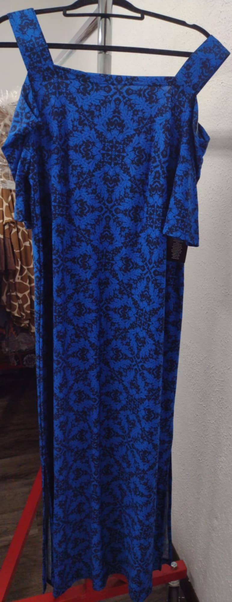 Gorgeous Blue Black Cold Shoulder Maxi Dress