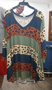 Blue Rust Sage Leopard Shirt Top