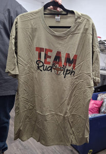 Beige Red Plaid Team Rudolph Christmas Shirt Top