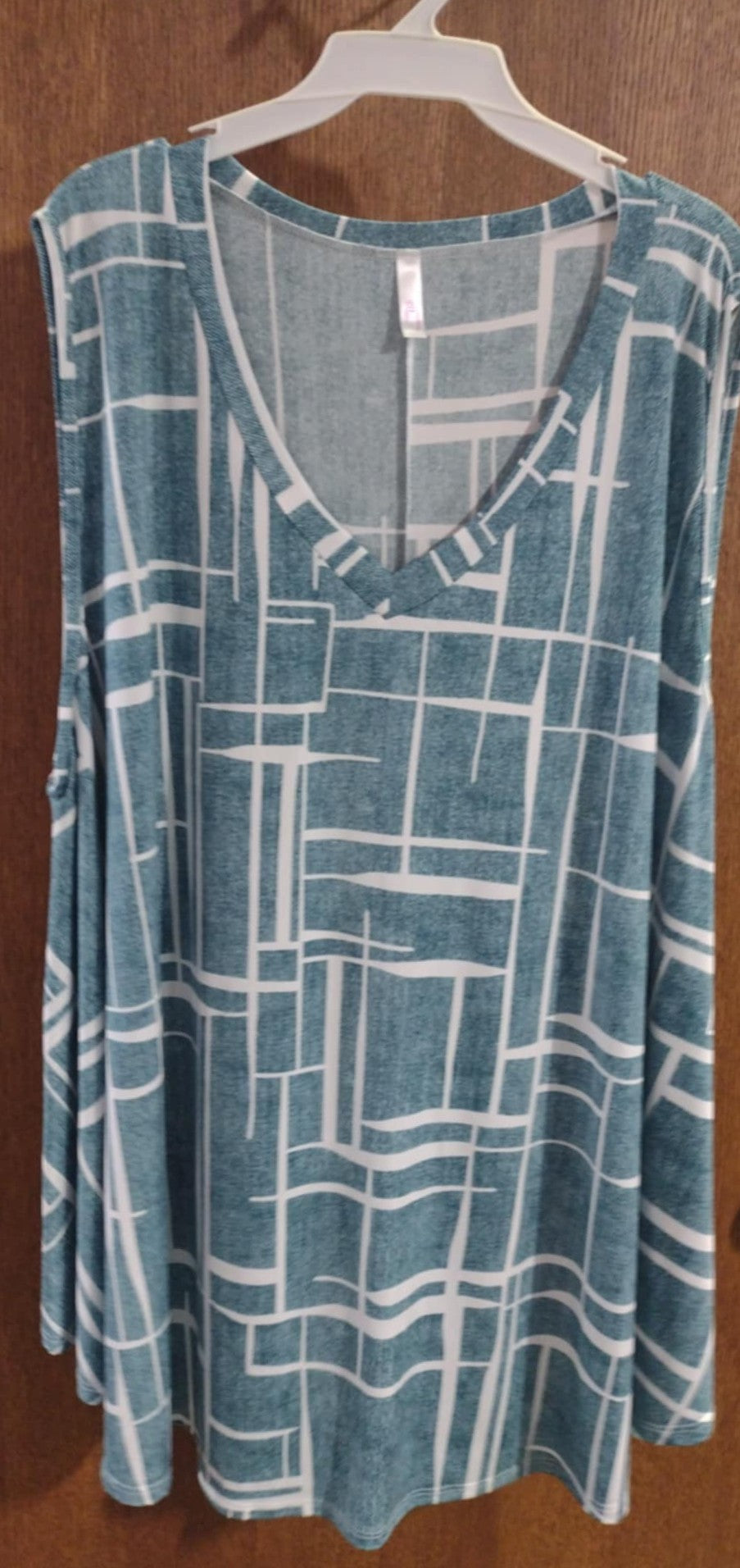 Teal White Design Tank Top Shirt