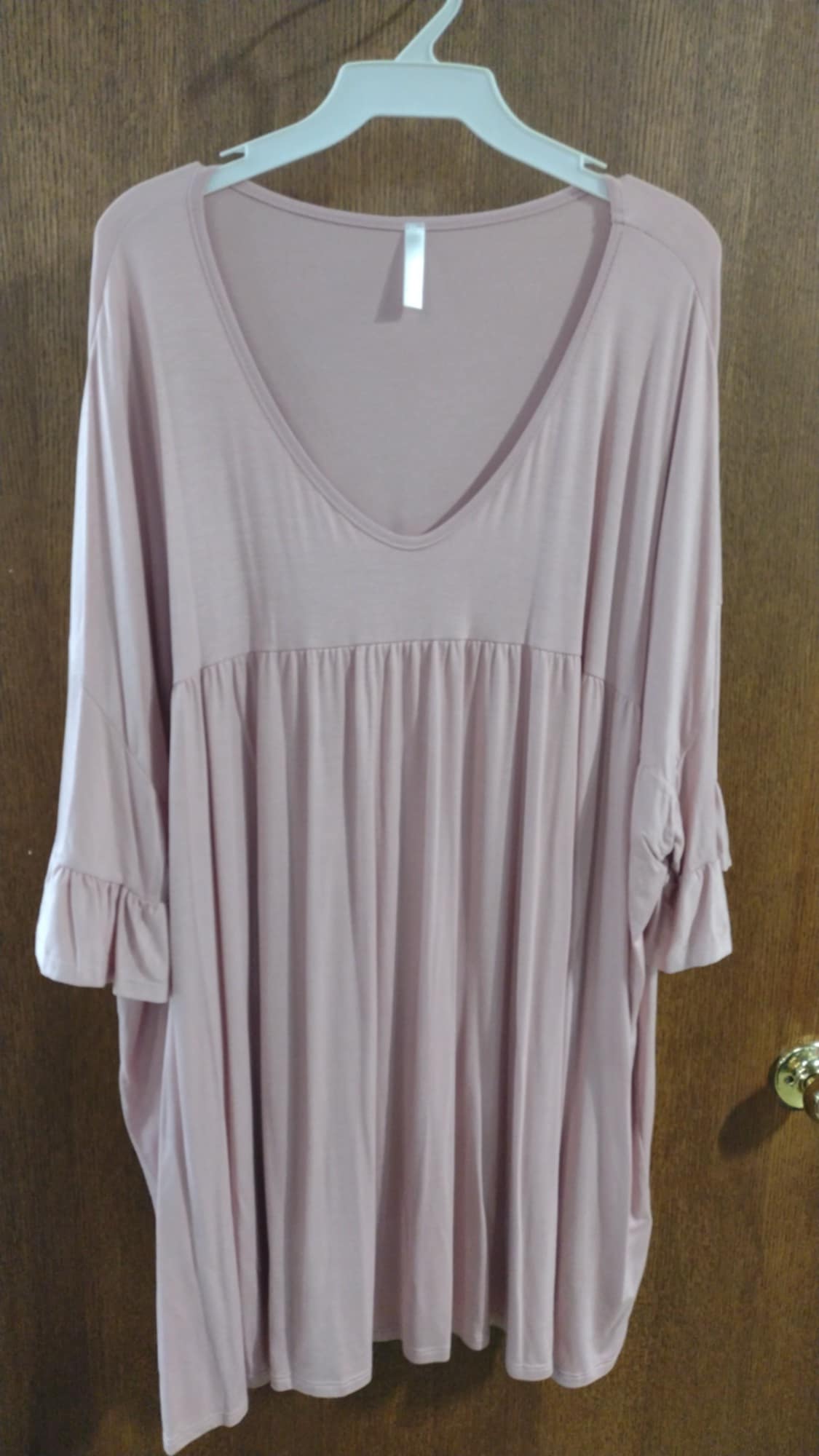 Dusty Light Pink Shirred Shirt Top