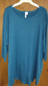 Solid Dark Teal Shirt Top w 3/4 Sleeves