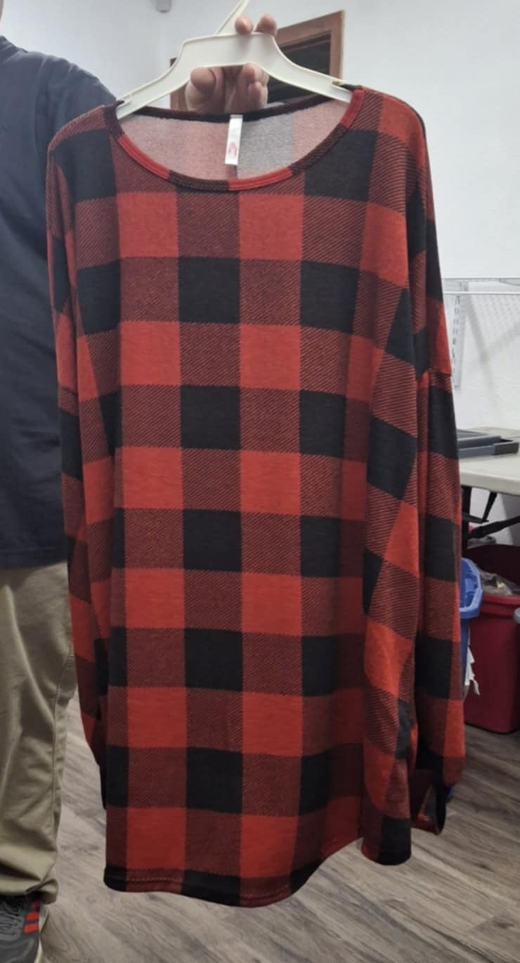 Red & Black Plaid Long Sleeve Bubble Shirt Top