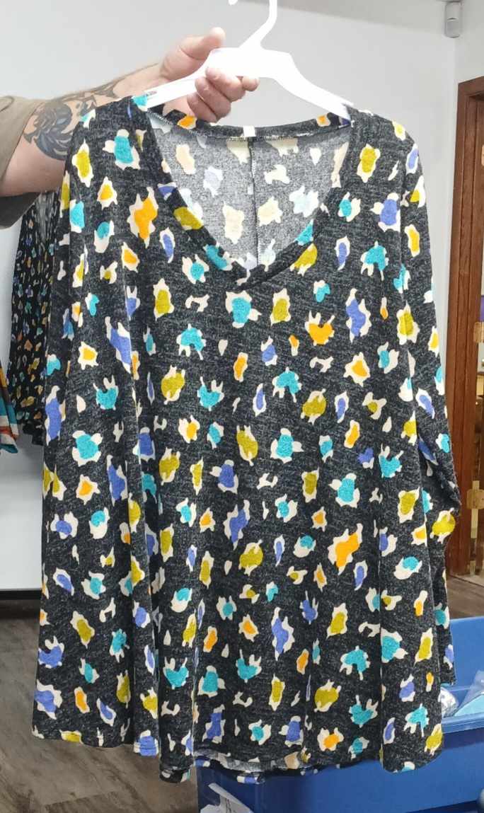 Gray Black Colorful Leopard Shirt Top