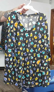 Gray Black Colorful Leopard Shirt Top
