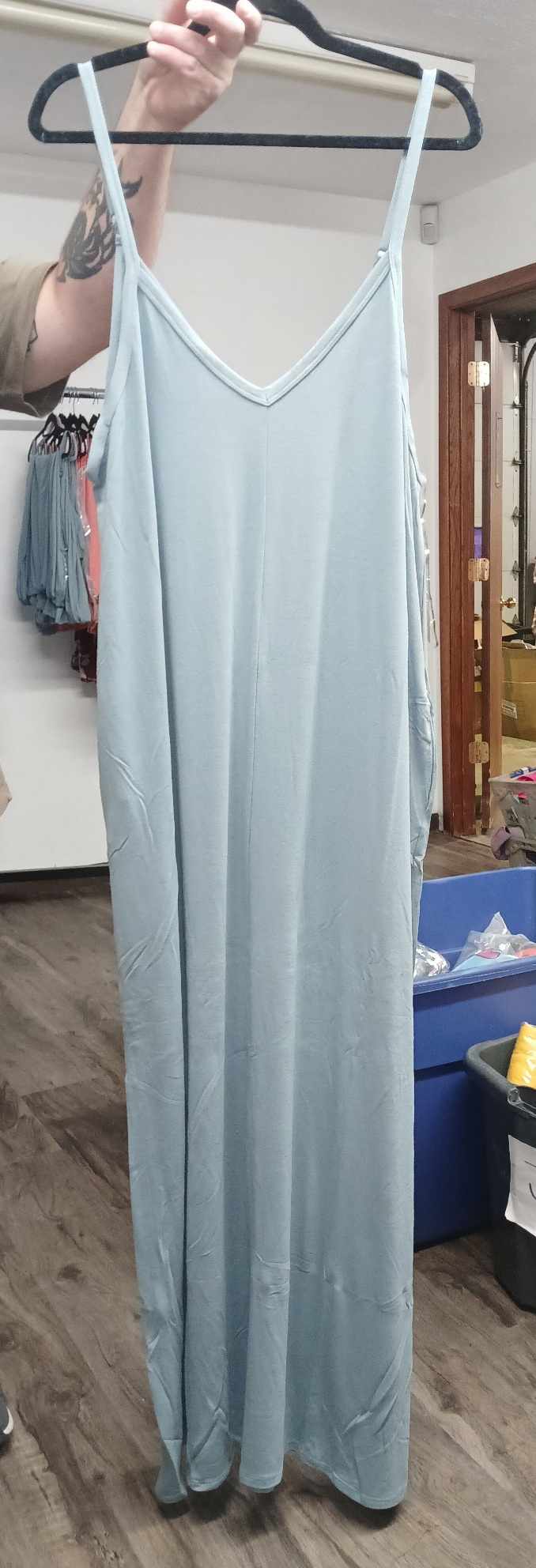 Ash Gray/Light Green Maxi Dress