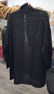 Black Knit Design Cardigan
