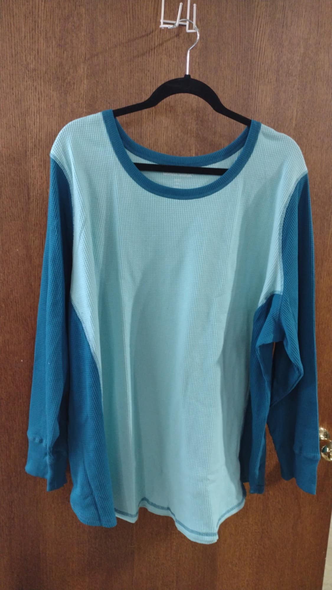 2 Tone Teal Aqua Thermal Shirt Top