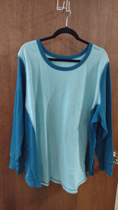 2 Tone Teal Aqua Thermal Shirt Top