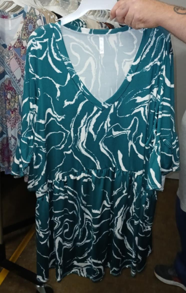 Jade & White Marble Swirl Shirt Top