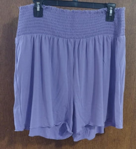 Solid Purple Smocked Waist Shorts Short