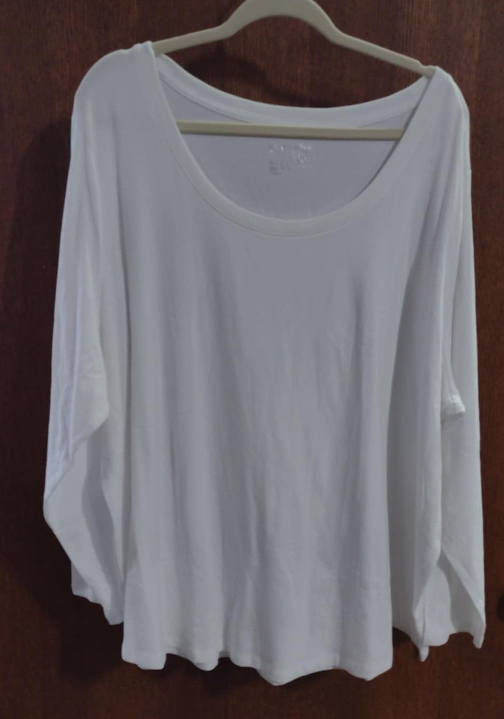 Solid All White Long Sleeve Shirt Top