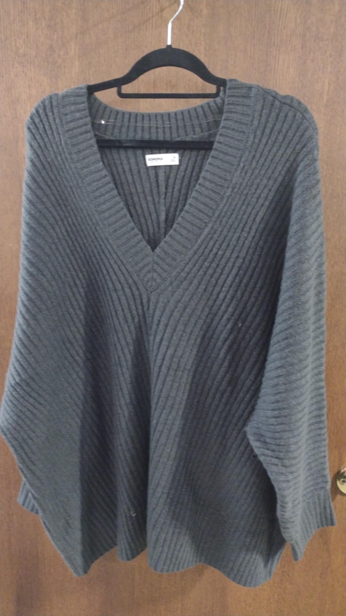 Gray V Neck Sweater Shirt Top