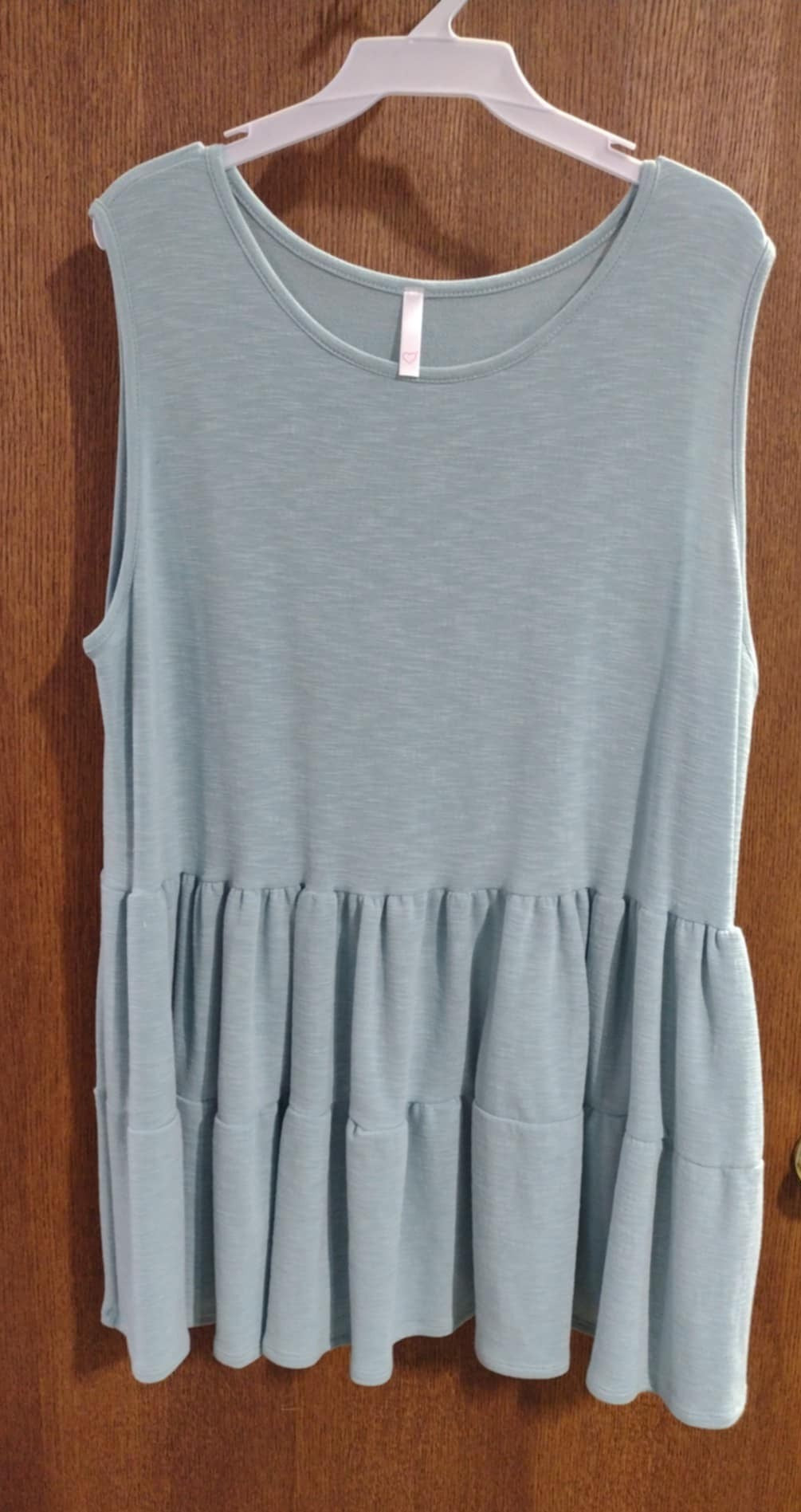 Mint Heathered Ruffle Tiered Tank Top